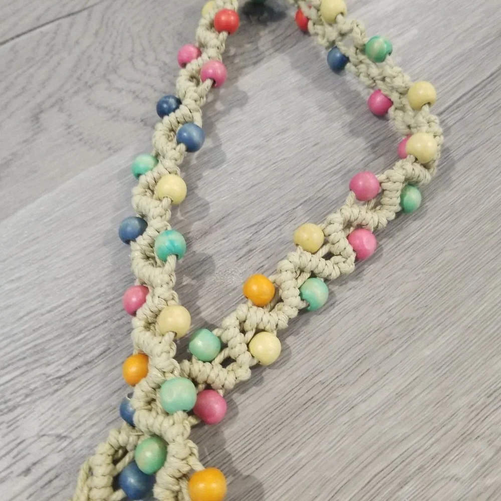 Girls Multicolor braided rope belt pink blue green boho